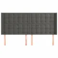 Tête de lit avec oreilles Gris foncé 203x16x118/128 cm Velours