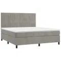 cadre de lit et matelas Gris clair 160x200cm Velours