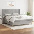 cadre de lit avec matelas Gris clair 180x200cm Tissu