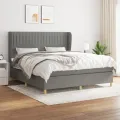 cadre de lit avec matelas Gris foncé 180x200cm Tissu