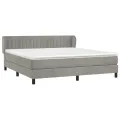 cadre de lit et matelas Gris clair 180x200cm Velours