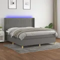 cadre de lit matelas LED Gris foncé 180x200 cm Tissu