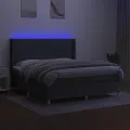 cadre de lit matelas LED Gris foncé 180x200 cm Tissu