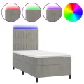 cadre de lit matelas LED Gris clair 90x200cm Velours
