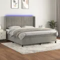 cadre de lit matelas et LED Gris clair 180x200 cm