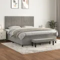 cadre de lit et matelas Gris clair 180x200cm Velours