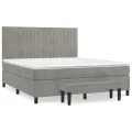 cadre de lit et matelas Gris clair 180x200cm Velours