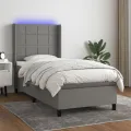 cadre de lit matelas LED Gris foncé 80x200cm Tissu