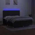 cadre de lit et matelas et LED Noir 180x200 cm Tissu