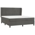cadre de lit et matelas Gris foncé 180x200cm Velours
