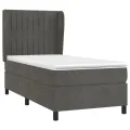cadre de lit et matelas Gris foncé 90x200 cm Velours