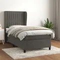 cadre de lit et matelas Gris foncé 90x190 cm Velours