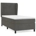 cadre de lit et matelas Gris foncé 90x190 cm Velours
