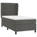 cadre de lit et matelas Gris foncé 90x190 cm Velours