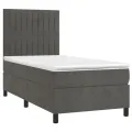 cadre de lit matelas LED Gris foncé 90x190cm Velours