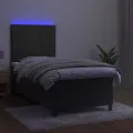 cadre de lit matelas LED Gris foncé 90x190cm Velours
