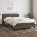 cadre de lit matelas et LED Marron foncé 140x200 cm