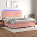 cadre de lit matelas et LED Rose 200x200 cm Velours