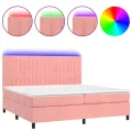cadre de lit matelas et LED Rose 200x200 cm Velours