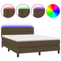 cadre de lit matelas et LED Marron foncé 140x200 cm