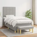 cadre de lit avec matelas Gris clair 80x200 cm Tissu