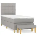 cadre de lit avec matelas Gris clair 80x200 cm Tissu