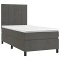 cadre de lit et matelas Gris foncé 90x200 cm Velours