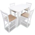 Set table et 4 chaises de bar en bois coloris blanc