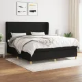 cadre de lit avec matelas Noir 180x200 cm Tissu