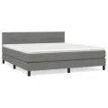 cadre de lit avec matelas Gris foncé 180x200cm Tissu
