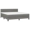 cadre de lit avec matelas Gris foncé 180x200cm Tissu