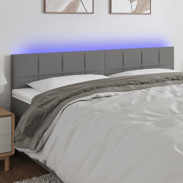 Tête de lit à LED Gris foncé 180x5x78/88 cm Tissu