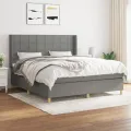 cadre de lit avec matelas Gris foncé 180x200cm Tissu