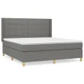 cadre de lit avec matelas Gris foncé 180x200cm Tissu