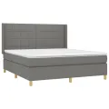 cadre de lit avec matelas Gris foncé 180x200cm Tissu