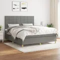 cadre de lit avec matelas Gris foncé 180x200cm Tissu