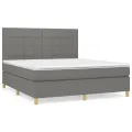 cadre de lit avec matelas Gris foncé 180x200cm Tissu