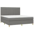 cadre de lit avec matelas Gris foncé 180x200cm Tissu