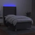 cadre de lit matelas LED Gris foncé 90x200cm Tissu