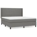 cadre de lit avec matelas Gris foncé 180x200cm Tissu