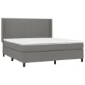 cadre de lit avec matelas Gris foncé 180x200cm Tissu
