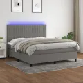 cadre de lit et matelas et LED Gris foncé 180x200 cm