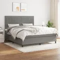 cadre de lit avec matelas Gris foncé 180x200cm Tissu