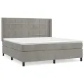 cadre de lit et matelas Gris clair 180x200cm Velours
