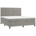 cadre de lit et matelas Gris clair 180x200cm Velours