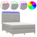 cadre de lit et matelas et LED Gris clair 140x200 cm