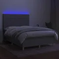cadre de lit et matelas et LED Gris clair 140x200 cm