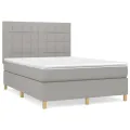 cadre de lit avec matelas Gris clair 140x200cm Tissu