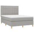 cadre de lit avec matelas Gris clair 140x200cm Tissu