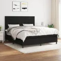 cadre de lit avec matelas Noir 180x200 cm Tissu
